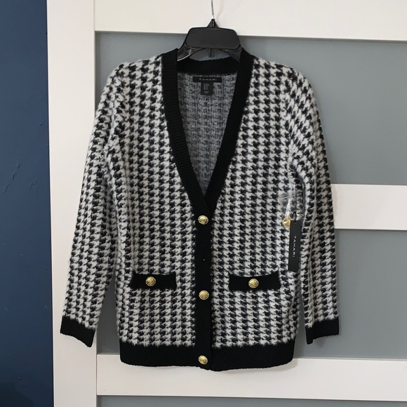 Tahari Sweaters - Tahari Black and White Houndstooth Sweater